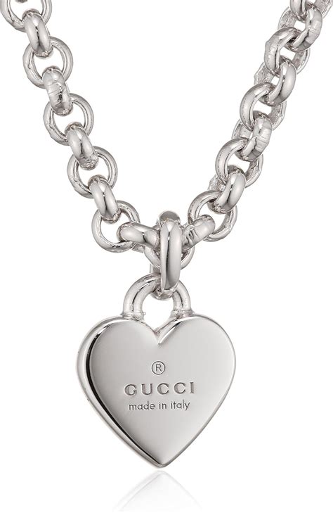 gucci trademark silver necklace|gucci toggle heart necklace.